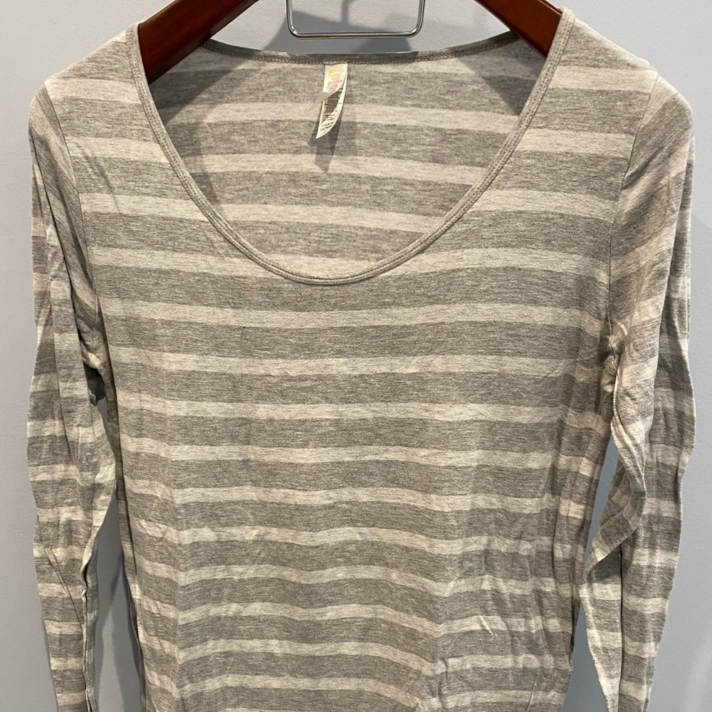 Lularoe. Light grey and lighter grey striped long sleeve t.